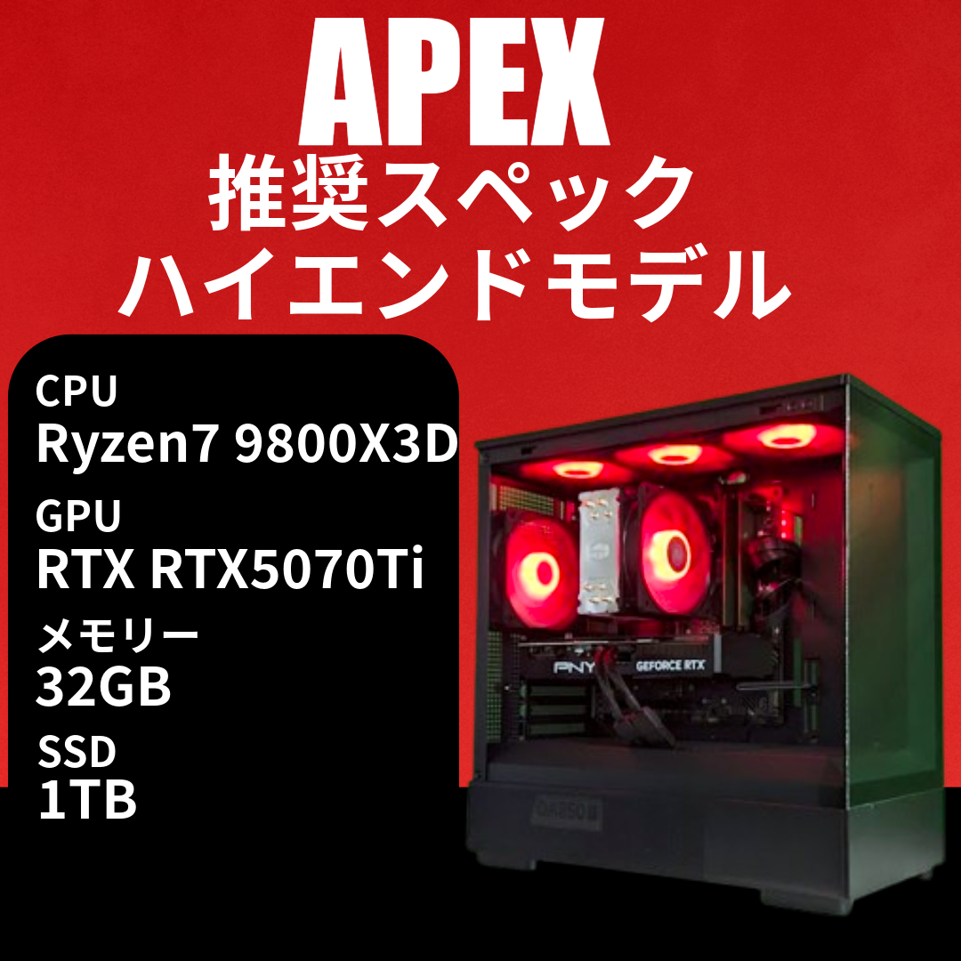 Ryzen7 9800X3D・RTX5070Ti 搭載